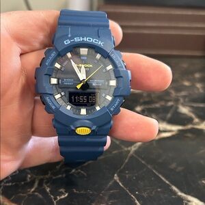 G-Shock Navy Blue Watch with Yellow Detail